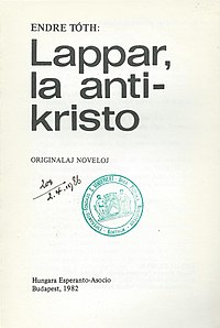 Lappar, la antikristo (Esperanto language, 1982, Hungarian Esperanto Association)