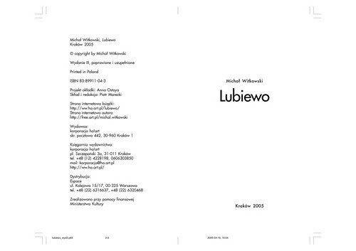 Lubiewo (Polish language, 2005, Korporacja Ha!art)