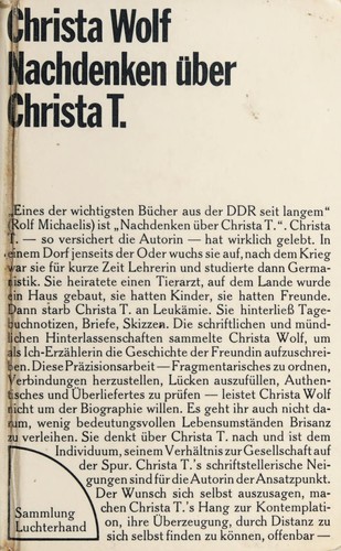 Nachdenken über Christa T. (German language, 1971, Luchterhand)