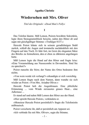 Wiedersehen mit Mrs. Oliver (German language, 2005, Fischer-Taschenbuch-Verl.)