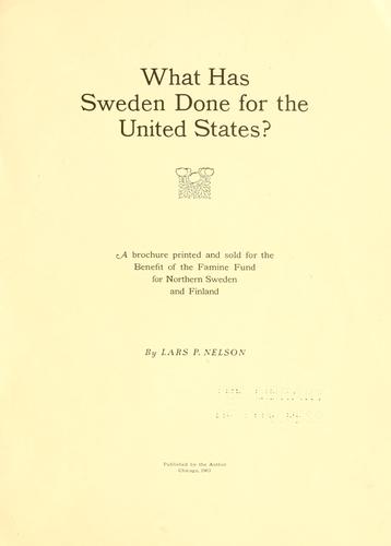 What has Sweden done for the United States? (1903, The author)
